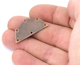 Semi octagonal 32x16mm Thickness 0.8mm 6 hole copper plated brass stamping blanks 1983-250