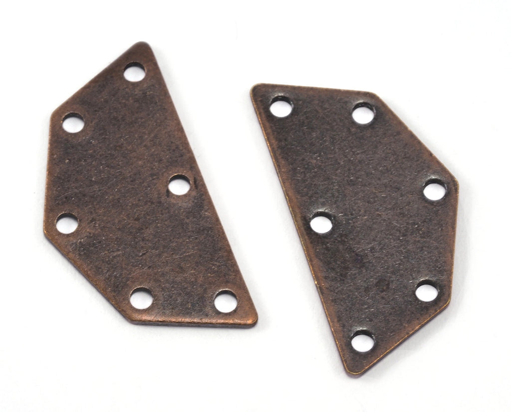 Semi octagonal 25x12.5mm 0.8mm Thickness 6 hole Copper plated brass stamping blanks 1982-150