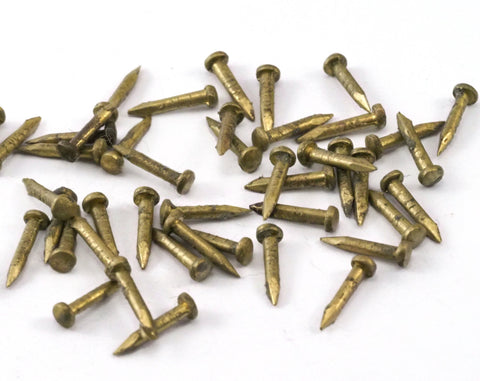 Escutcheon Pins 1.5x10mm 1/16x25/64  inch Nails Raw Brass tacks brads String art 2334-20