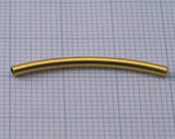 Gold plated brass curved round tube 2x30mm (1.5mm hole) O24-30
