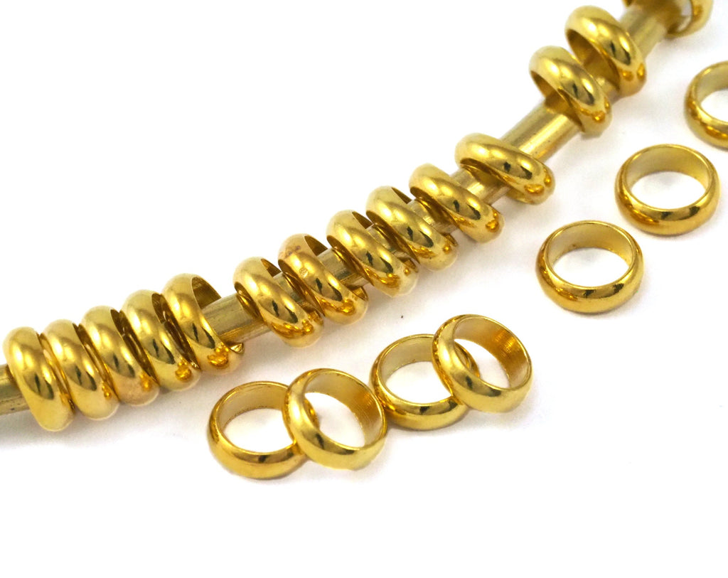 Spacer Bead Gold Tone  Brass Ring 7x2,5mm (hole 5,5mm 3 gauge) brass Charms,Pendant,Findings bab5Ri72 785