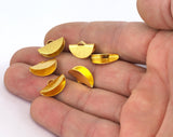 Semi circle half moon Crimp findings with loop  15x8.5mm Gold tone brass , Ribbon Crimp cap, 2284