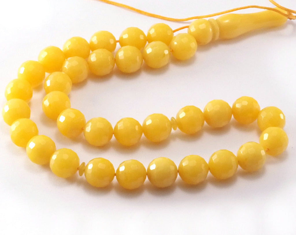 33pcs Faceted plastic beads 12mm mustard yellow color LAV1