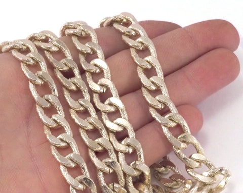 17x12mm Gold anodized Aluminum Shiny Chunky Gold Textured chain LAV2-1