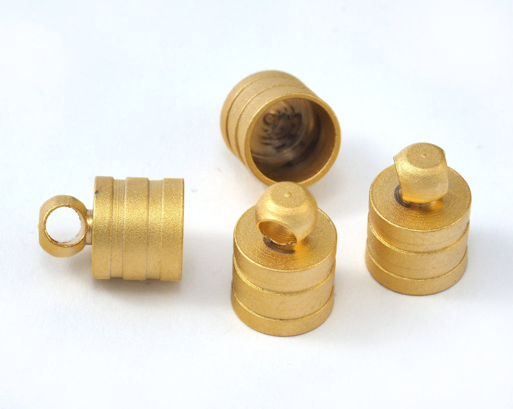 end caps 7x10mm 6mm inner with loop gold plated brass cone spacer holder finding charm  1737 ENC6
