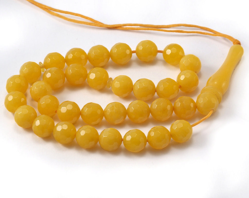 33pcs Faceted plastic beads 10mm mustard yellow color LAV1