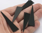 Isosceles Long Triangle Tag Black Painted Brass 50x14mm (0.8mm thickness) 2 hole charms  findings 2398