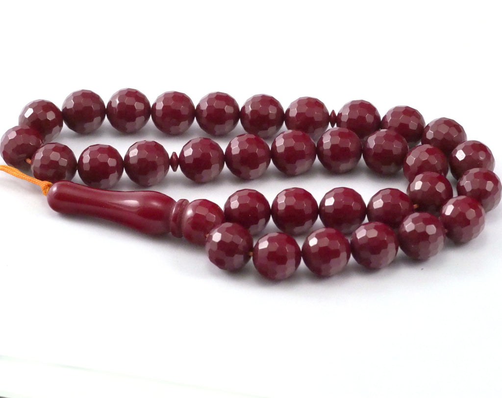 33pcs Faceted plastic beads 12mm Claret red color LAV1
