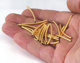 Gold plated brass curved round tube 2x30mm (1.5mm hole) O24-30