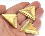 2 pcs Vintage gold plated Brass Triangle (3 hole) connector 37mm 1 1/2" finding  probably made in Germany O31
