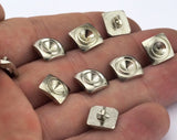 Square button Nickel Plated Brass 10x5mm  (5mm inside setting diameter ) O36-01