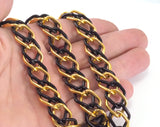 1 mt 3,3 feet Aluminum Black and Gold chain 15mm Gold anodized  LAV2-6