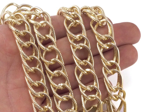Aluminum Twin Gold chain 14mm Gold Anodized  LAV2-9
