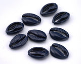 Cowrie shell, Sea shell Dark Blue Painted alloy pendant spacer (15x10mm) 2410