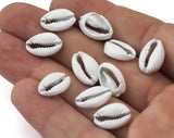 Cowrie shell, Sea shell White Painted alloy pendant spacer (15x10mm) 2410