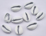 Cowrie shell, Sea shell White Painted alloy pendant spacer (15x10mm) 2410