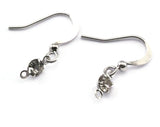 Earring Wire Earring Hooks with Crystal and Loop (2mm inner) Silver Tone (Nickel Free) brass  21mm 2363