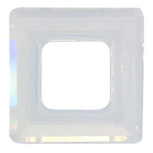 Square ring fancy stone 4439 Swarovski® Crystal white opal (234) 20mm Square Frame