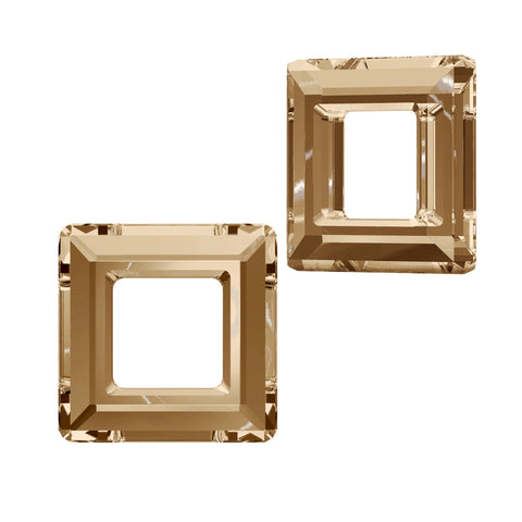 Square ring fancy stone 4439 Swarovski® golden shadow (gsha) 20mm Square Frame