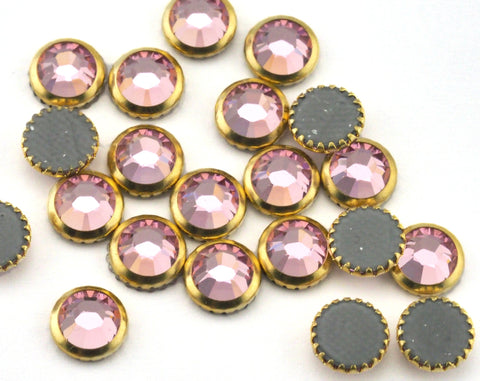 Heat sealable Swarovski Crystal with Gold tone cup Vintage 8x3mm 2375