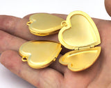 Heart Photo Frame 34mm Matte Gold plated alloy locked 2413