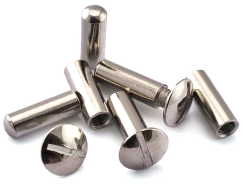 chicago screw / Screw Posts (Thread M4) Post Nickel plated  Brass with Iron Screw (15x5mm post size) 2379