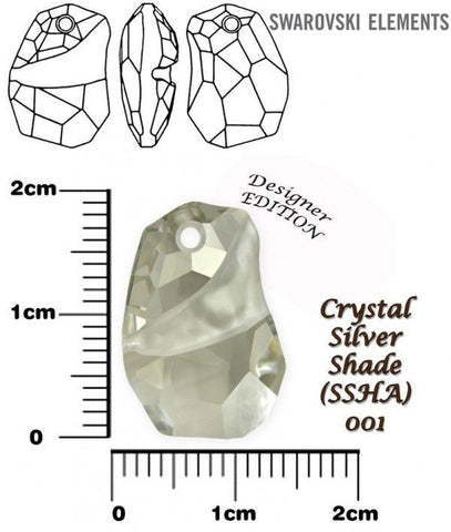 Divine rock pendant 6191 Swarovski® designer edition crystal (001) silver shade (sshd) 19mm