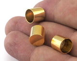 Cord End Caps Gold Plated Brass 10x10mm (9mm inside diameter) Leather Cord Terminator cord  tip ends, ribbon end, ENC9 2415