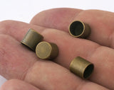 Cord End Caps Antique brass 8x8mm (7mm inside diameter) Leather Cord Terminator cord  tip ends, ribbon end, ENC7 2416