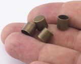 Cord End Caps Antique brass 8x8mm (7mm inside diameter) Leather Cord Terminator cord  tip ends, ribbon end, ENC7 2416
