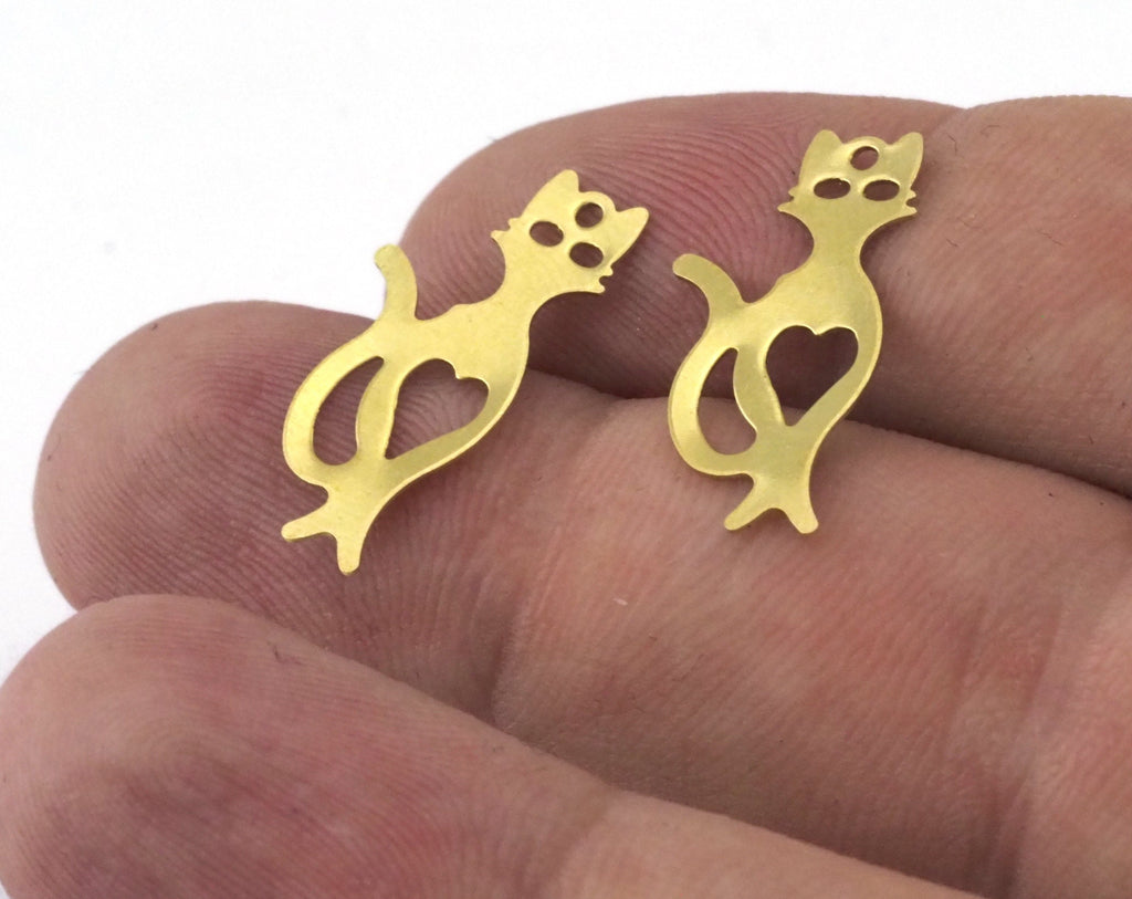Cat tag 1 hole 24x11.5mm thickness 0.5mm Raw brass charms findings pendants earring stamping 2432-40