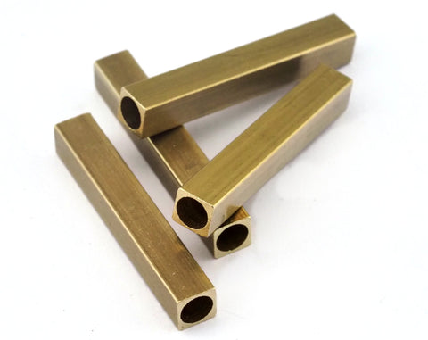 Square tube raw brass 6x40mm 1/4 x 1 19/32 inch finding blank for stamping 2446