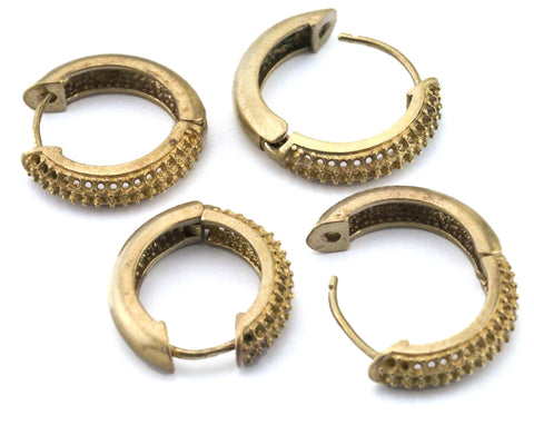 2 pcs  raw brass earring leverback rhinestone blanks findings 22mm 0,87" O31-04