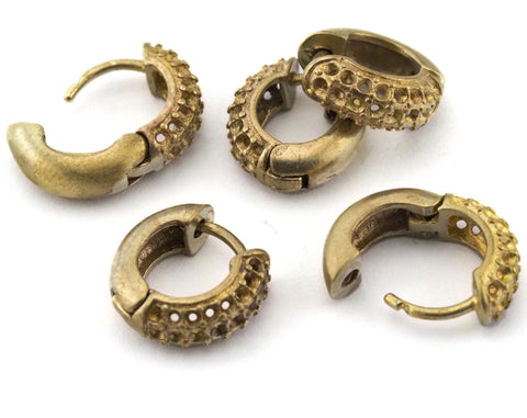 2 pcs  raw brass earring leverback rhinestone blanks findings 13mm 0,51"
