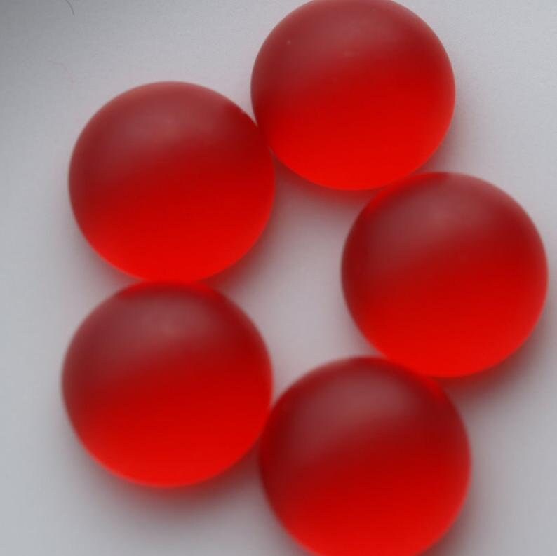 Sea glass red czech round flatBack cabochons 12mm 120CB CAB73-06