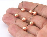 Ball Earring Stud , Earring Posts Rose Gold Plated Brass 6mm 2457