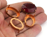 Vintage Copper Setting Raw Copper 24x17mm (25x18mm) Oval 4 prong Bezel Setting Findings O29