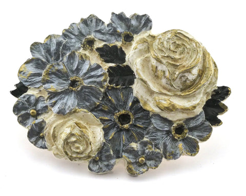 Flowers  Belt Buckle, Vintage Resin Wall decor 97x71mm limited stock Made in Germany bjk070
