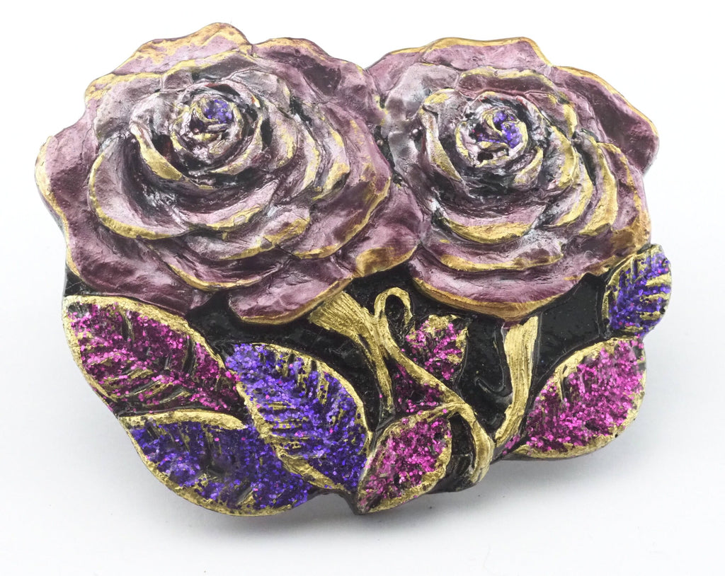 Flowers  Belt Buckle, Vintage Resin Wall decor 91x71mm limited stock Made in Germany bjk070