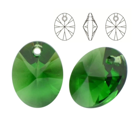 Xilion oval pendant 6028 Swarovski® dark moss green
