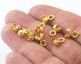 Ball Crimp, Fold Over Crimp Heads, 11x6mm Gold Plated brass, Bead Knot Tip Cover Ends  307