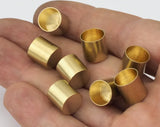 Cord End Caps Raw brass 10x10mm (9mm inside diameter) Leather Cord Terminator cord  tip ends, ribbon end, ENC9 2415
