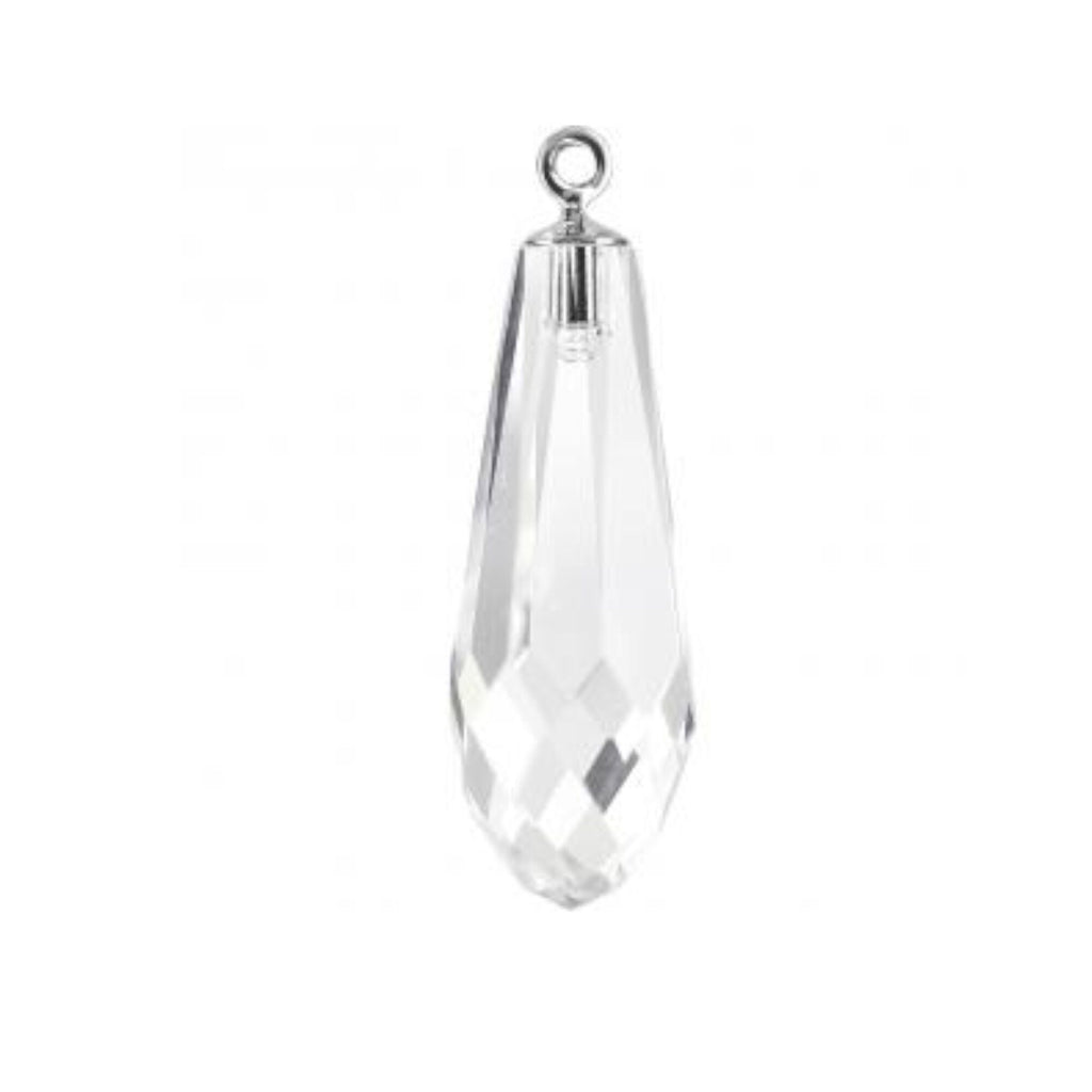 Pure drop pendant 6531 Swarovski® crystal (half hole) with classic rhodium plating cap 24mm