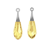 Pure drop pendant 6532 Swarovski® crystal metallic sunshine (half hole) with trumpet cap rhodium plating cap 44mm