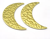 Crescent brass textured  44x27mm pendant charms Raw brass 2478-405