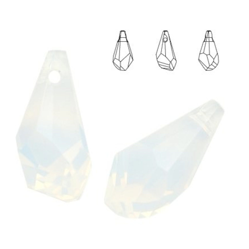 Polygon drop pendant 6015 Swarovski® white opal (234) 13mm