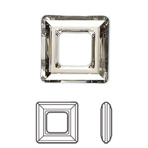 Square ring fancy stone 4439 Square ring Swarovski® crystal silver shade (ssha) 30mm unfoiled