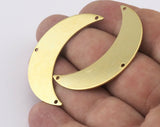 Crescent Moon 3 hole tag 44mm (0.8mm thickness) (1.63mm hole inner) raw brass pendant Findings Charms 2097-410