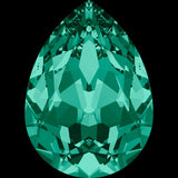 Pear shaped fancy stone 4320 Swarovski® emerald (205) 13x18mm unfoiled