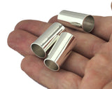 Cone  Brass tube silver tone Top=12mm Bottom=14mm Width=26mm (hole inside diameter Top=10.5mm Bottom=12mm) 2425